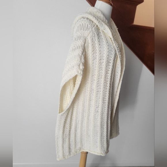 Anthropologie Open-Knit Cream Cardigan Sweater Size M/L - Picture 3 of 8